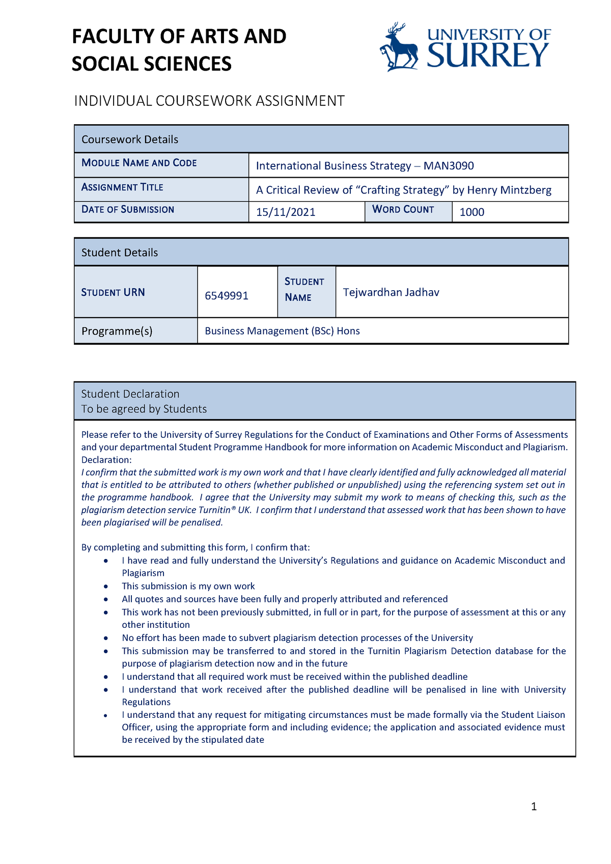 international strategy assignment