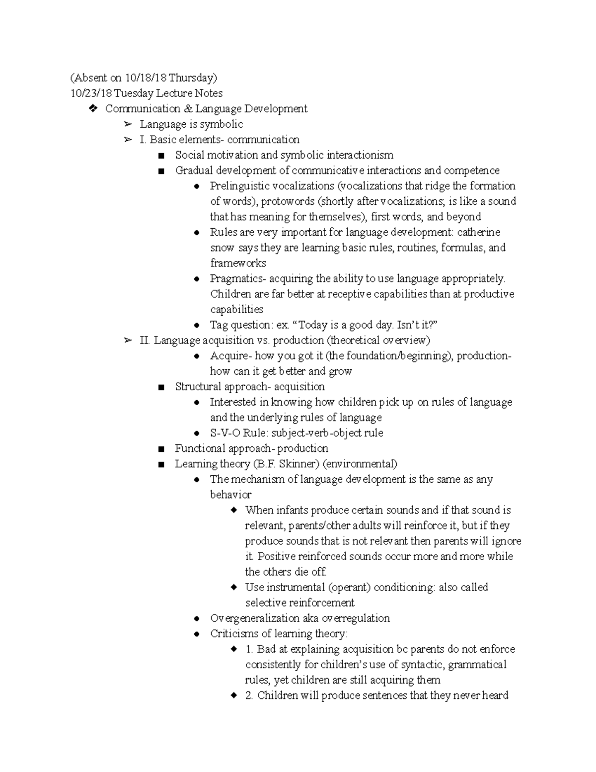 Psyc 102 - Notes for exam 3 - (Absent on 10/18/18 Thursday) 10/23/18 ...