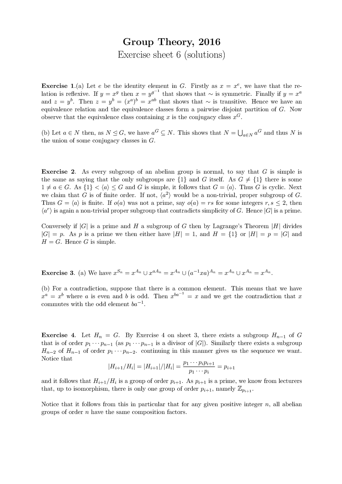 group theory assignment solutions