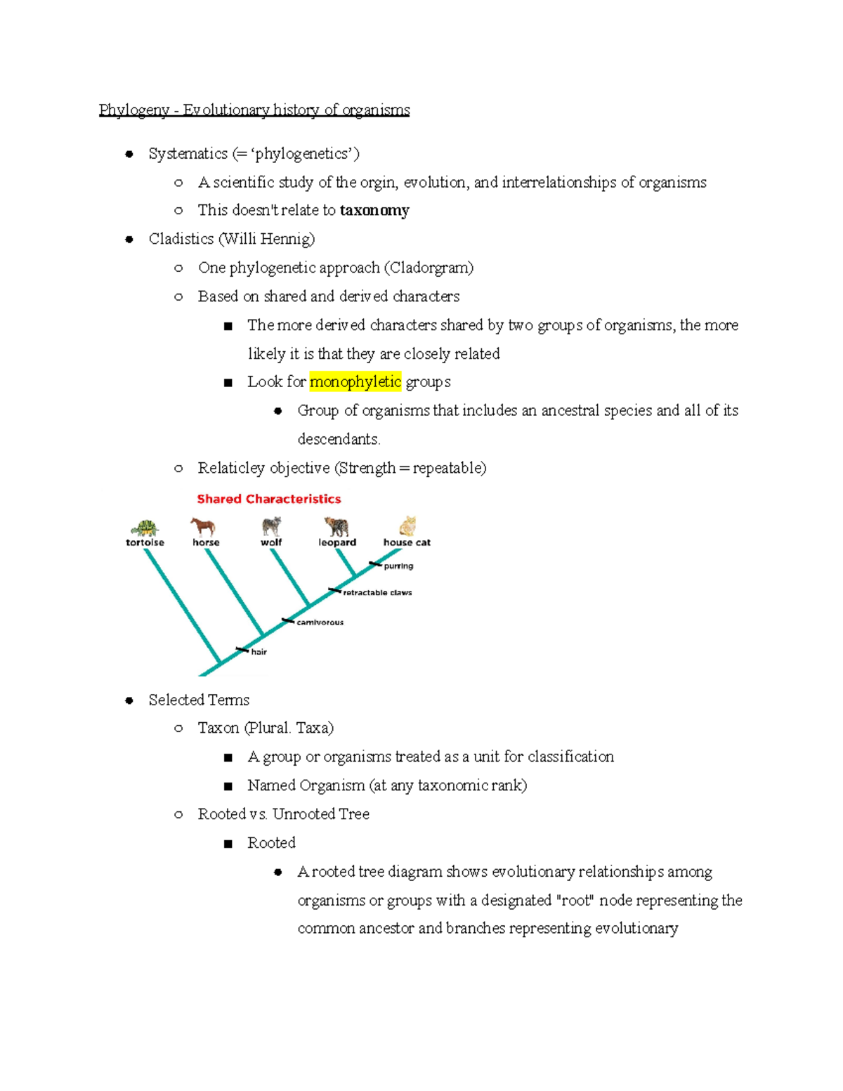 Biology Notes Unit 2 - Phylogeny - Evolutionary History Of Organisms ...