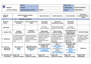 DLLObservation - Lesson Plan - +++ +Daily Lesson Log in MAPEH SCHOOL ...