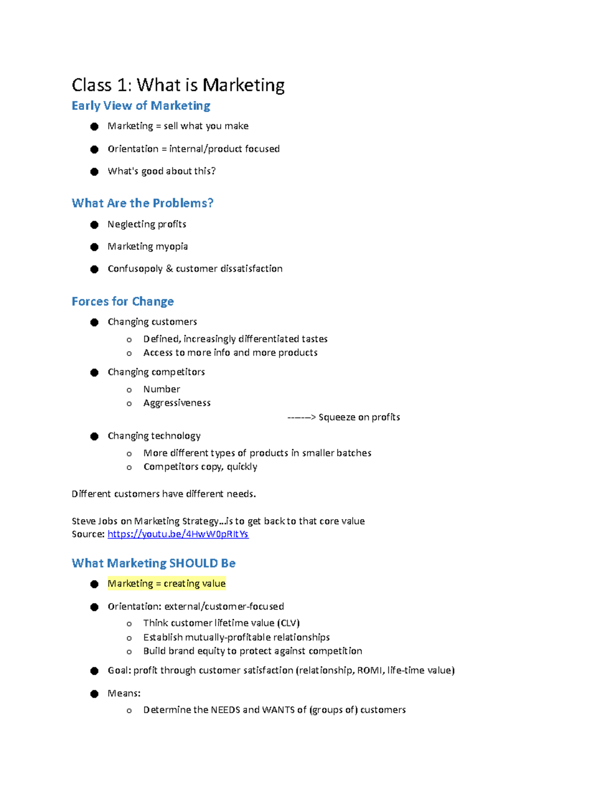 MKTG Notes - Class 1: What Is Marketing Early View Of Marketing ...