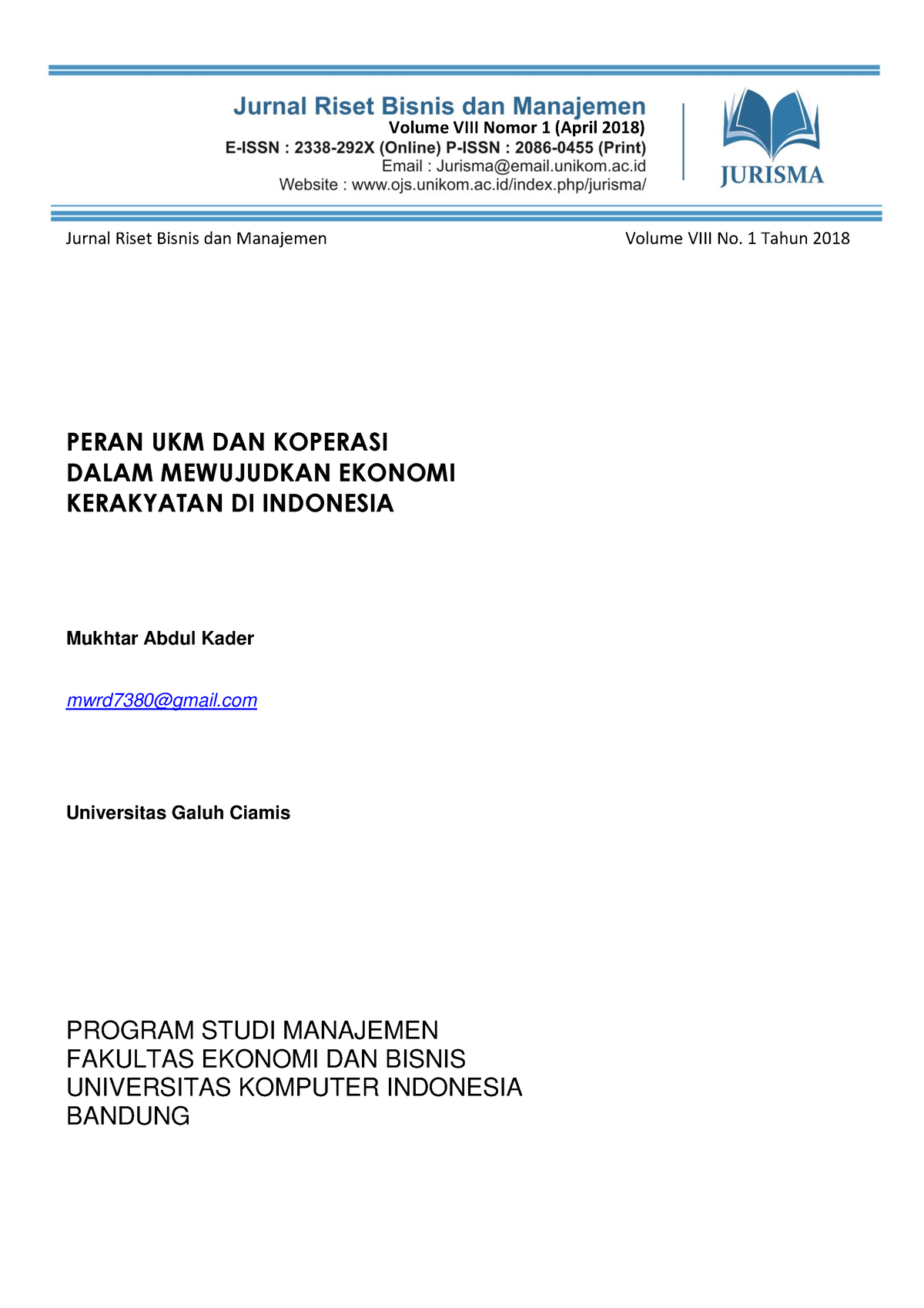 995-Article Text-1852-2-10-2019 0625 - Volume VIII Nomor 1 (April 2018 ...