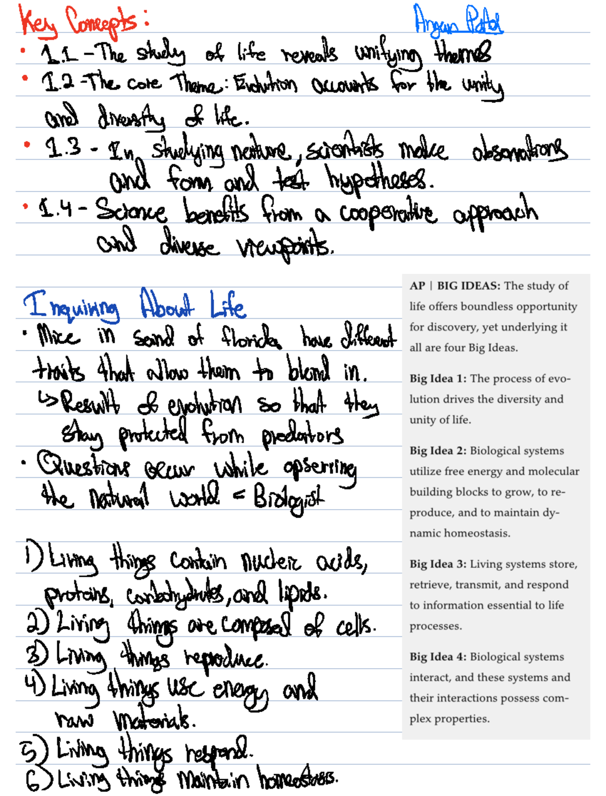 Biology Chapter 1 Introduction - KeyConcepts AryanPates It Thestudy of ...