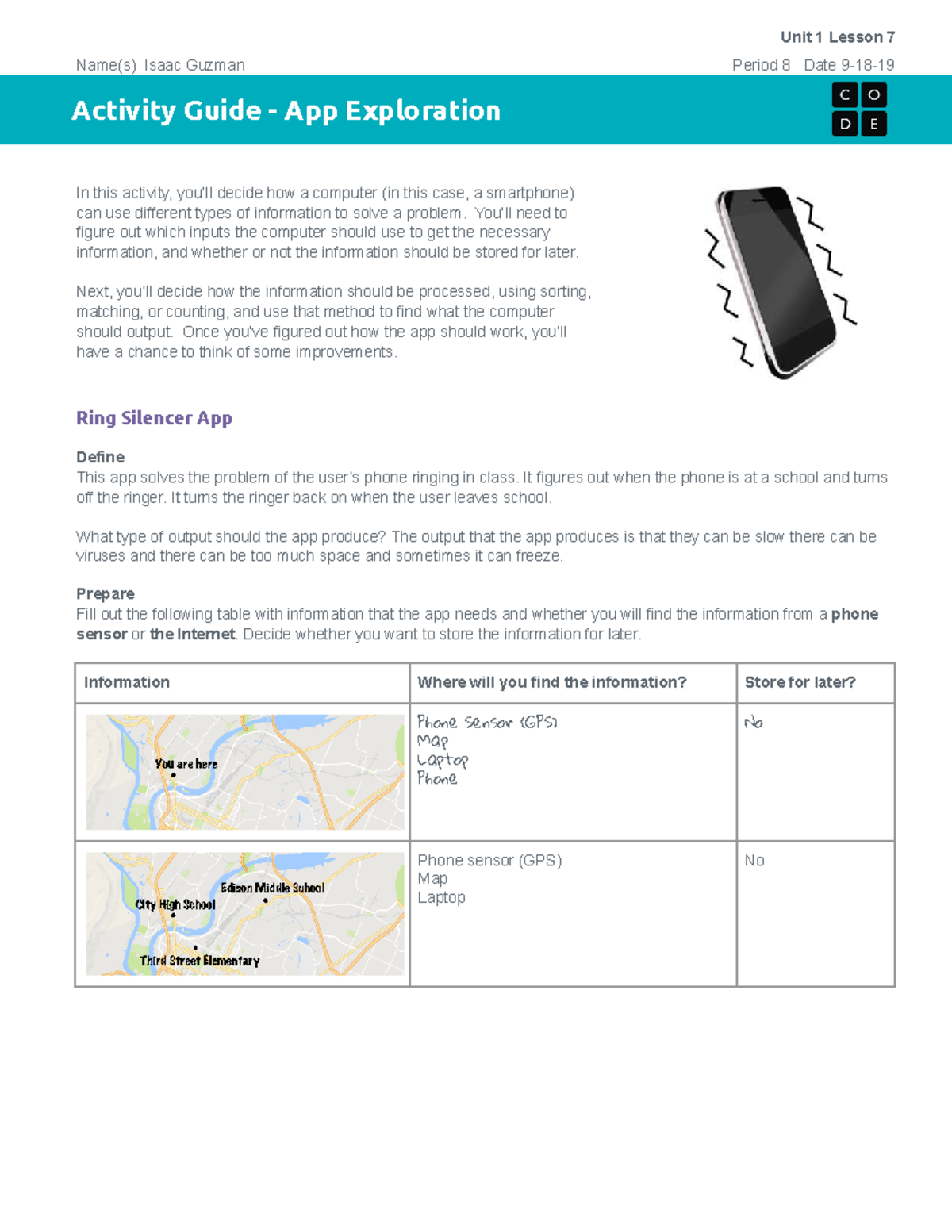 U1L07 Activity Guide App Exploration (2018 ) Unit 1 Lesson 7 Name
