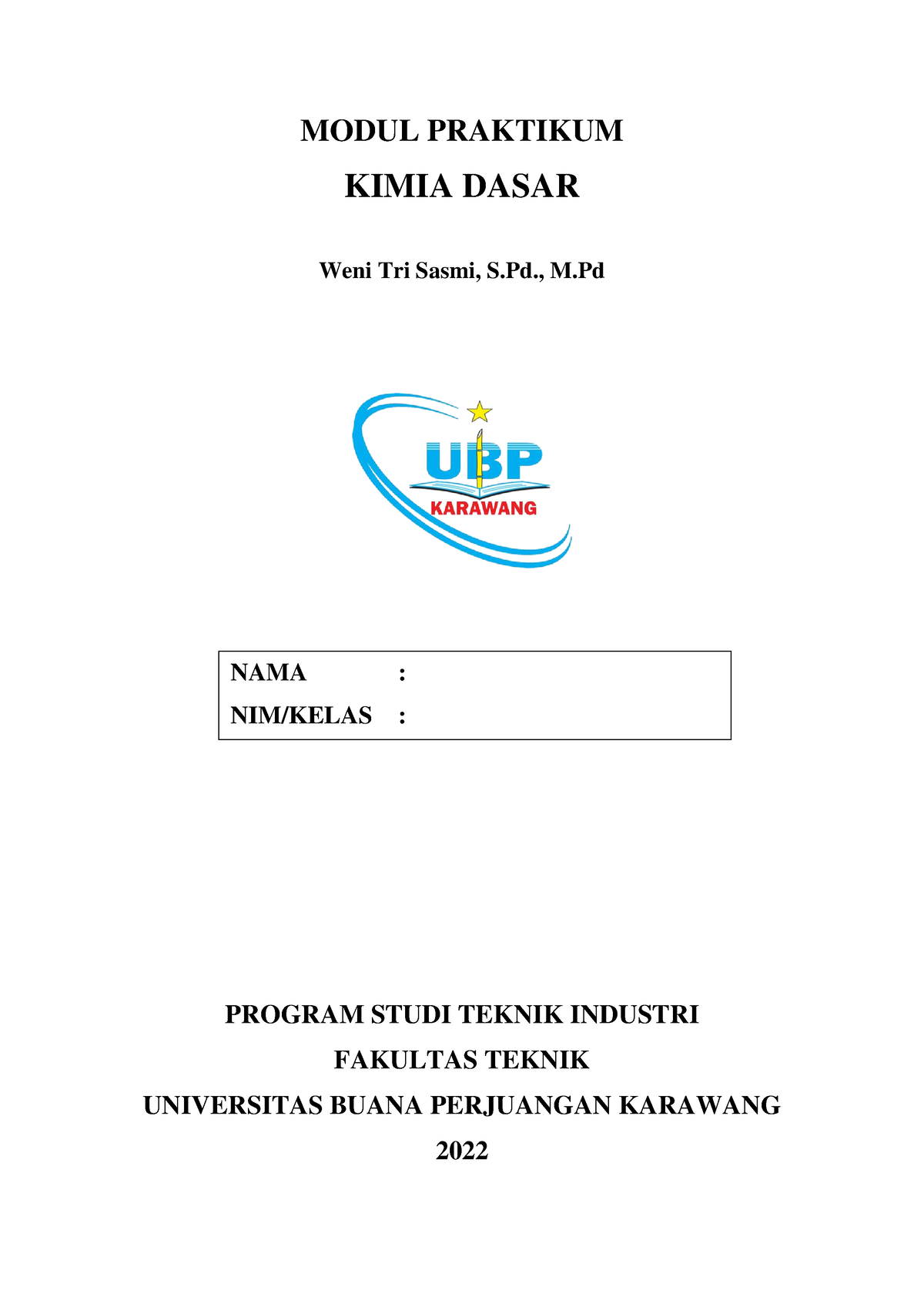 Modul 1 Kimia Praktek - MODUL PRAKTIKUM KIMIA DASAR Weni Tri Sasmi, S ...