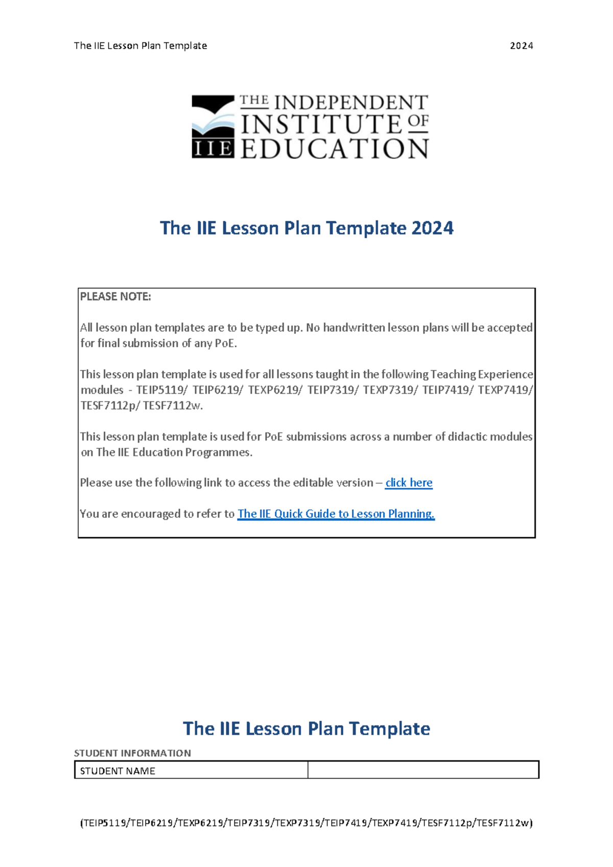 AFR lesson - The IIE Lesson Plan Template 2024 PLEASE NOTE: All lesson ...