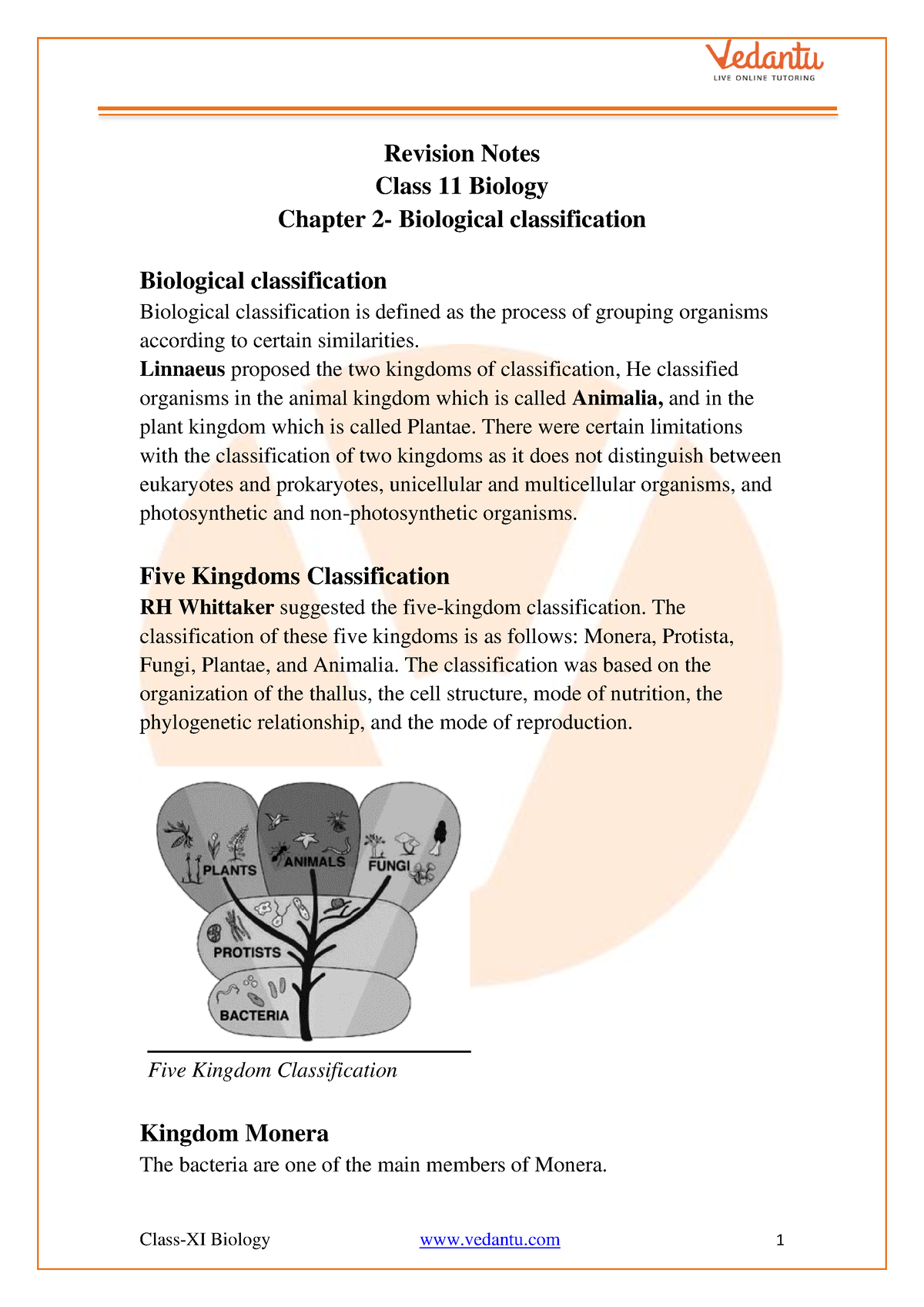 Class 11 Biology Chapter 2 - Revision Notes - Revision Notes Class 11 ...