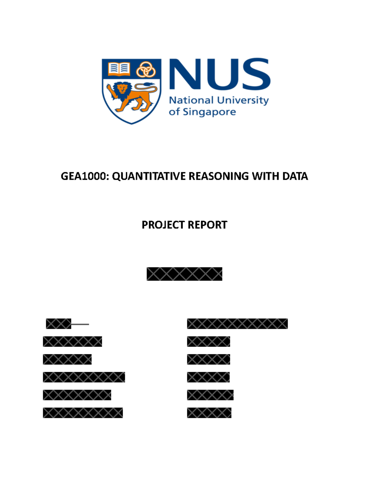 Project group report GEA1000 QUANTITATIVE REASONING WITH DATA