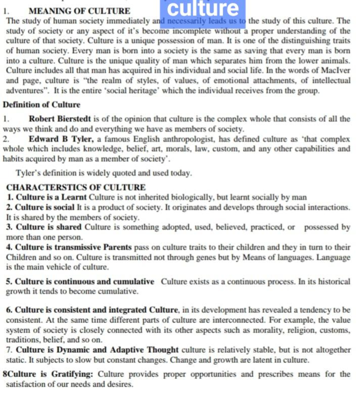Culture - It's lecture notes - BA sociology - Studocu