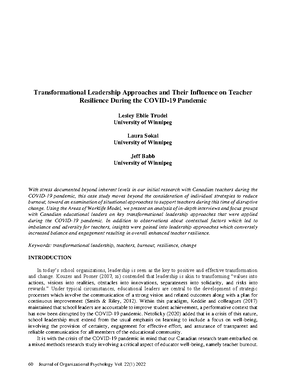 Transformational Leadership in Education - See discussions, stats, and ...