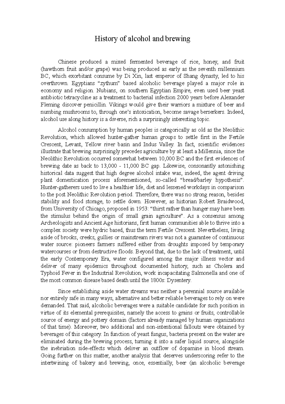 History of alcohol and brewing History of alcohol and brewing Chinese