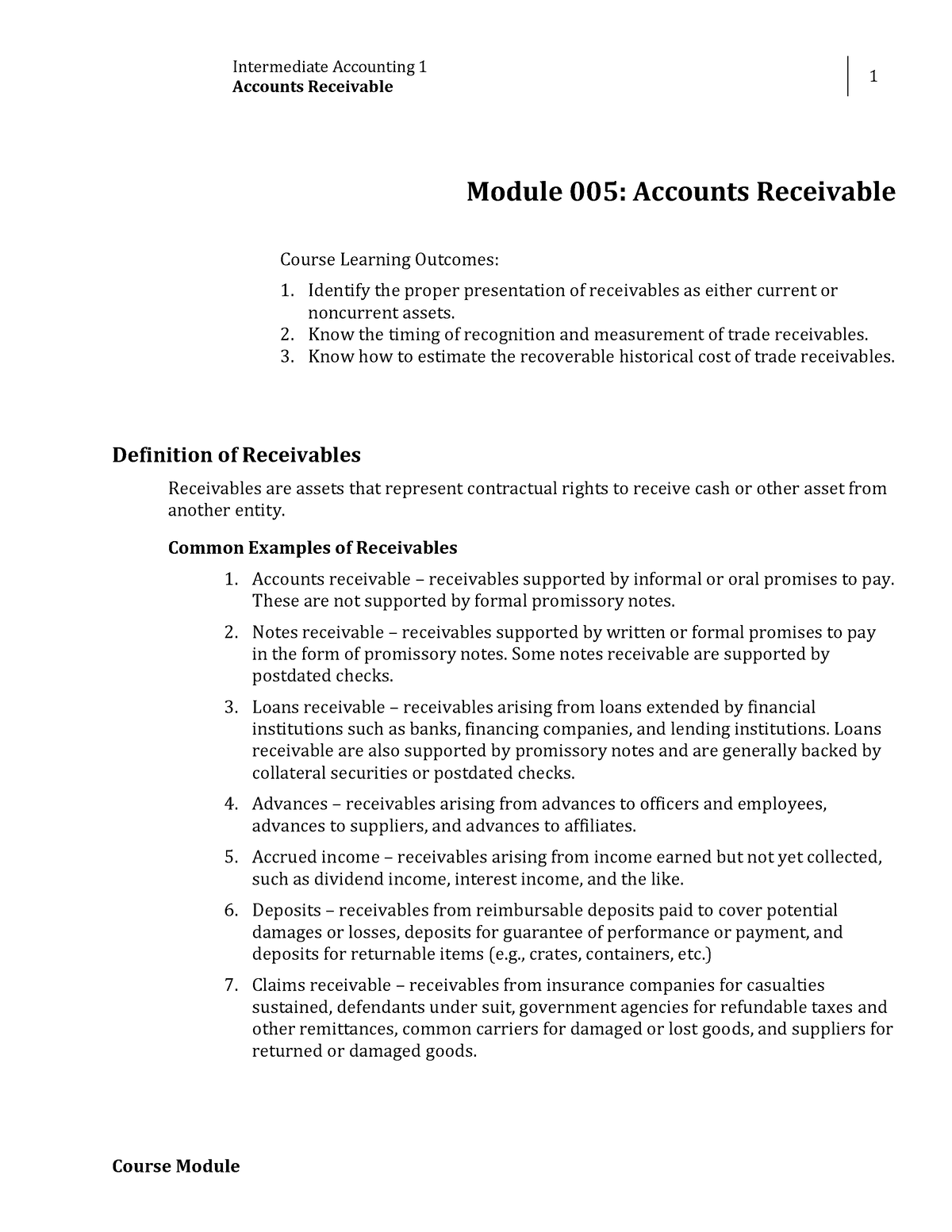 Week 6 - Lesson 5 Accounts Receivable - Intermediate Accounting 1 ...