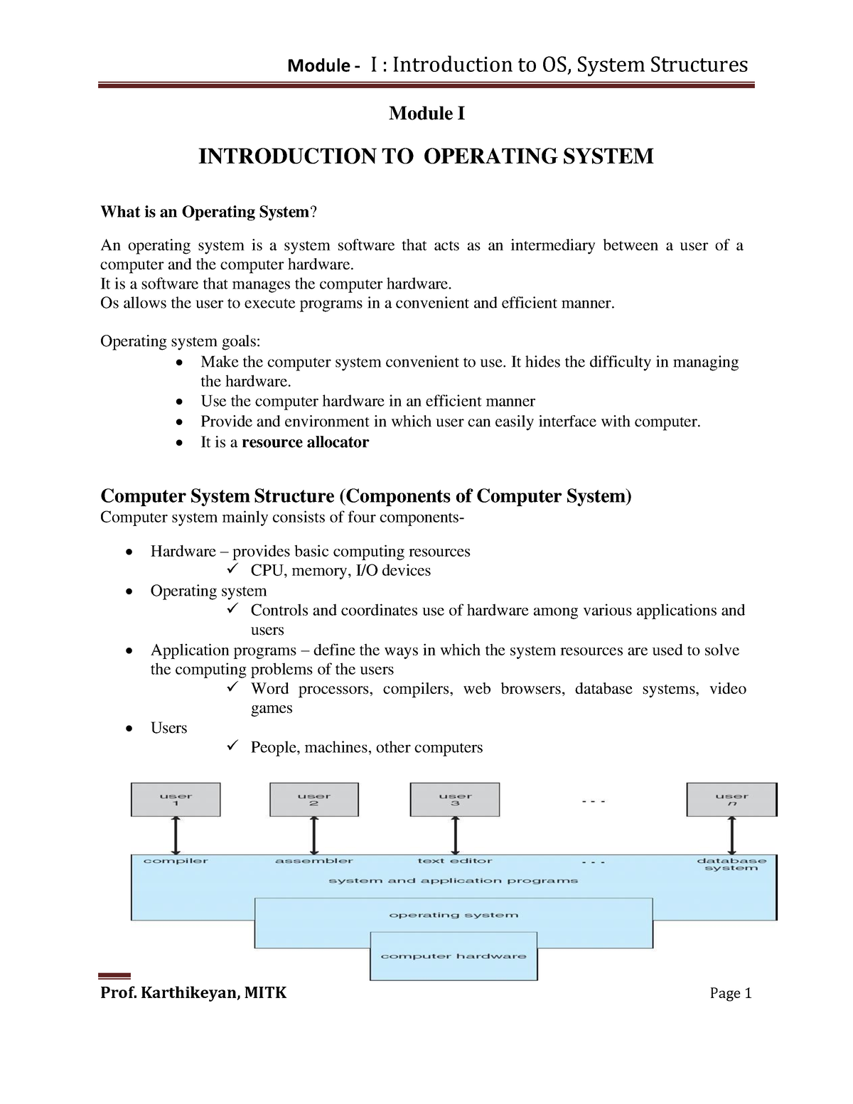 BCS303 Operating System Module 1 - Module - I : Introduction To OS ...