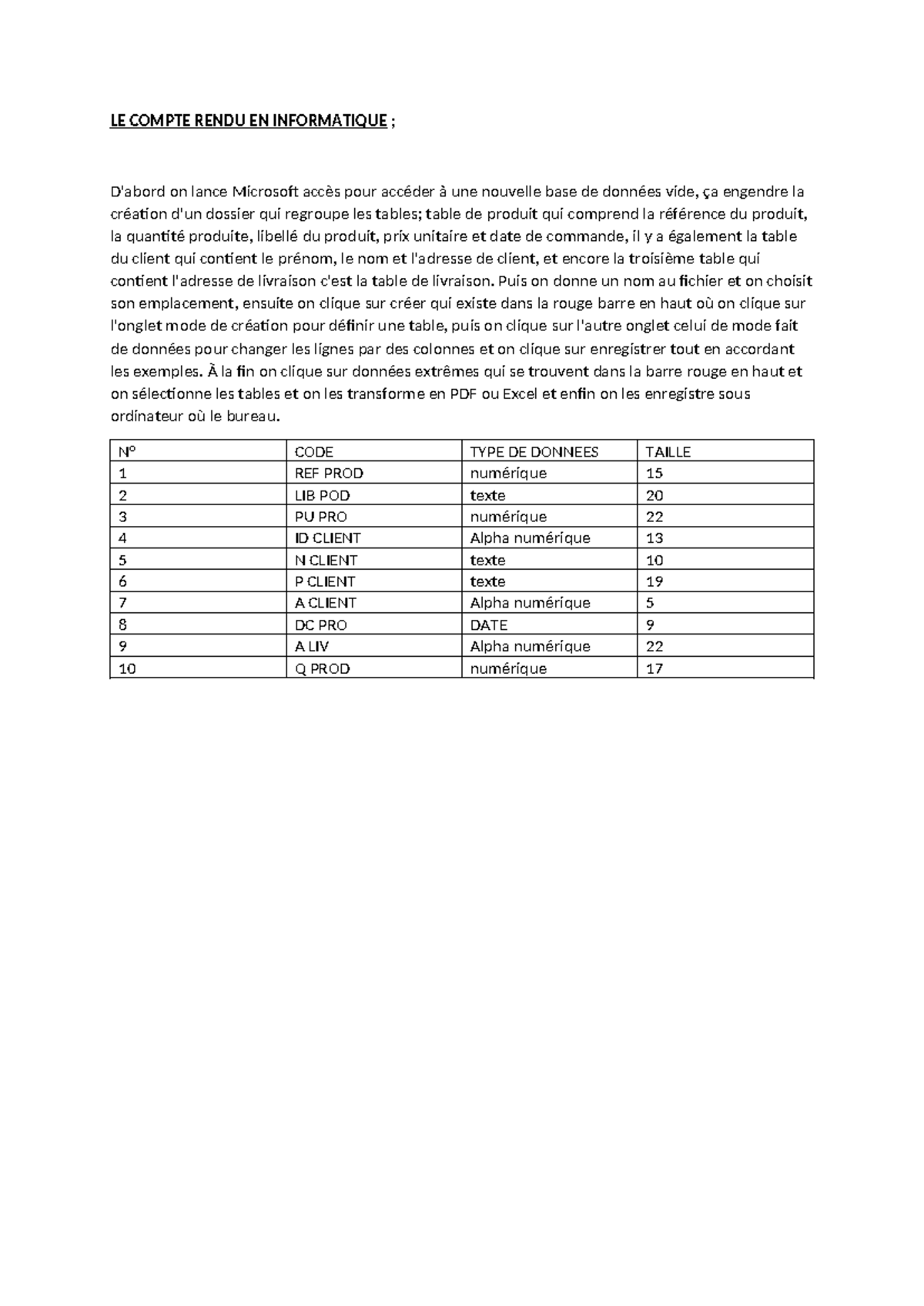 digital marketing - LE COMPTE RENDU EN INFORMATIQUE ; D'abord on lance ...
