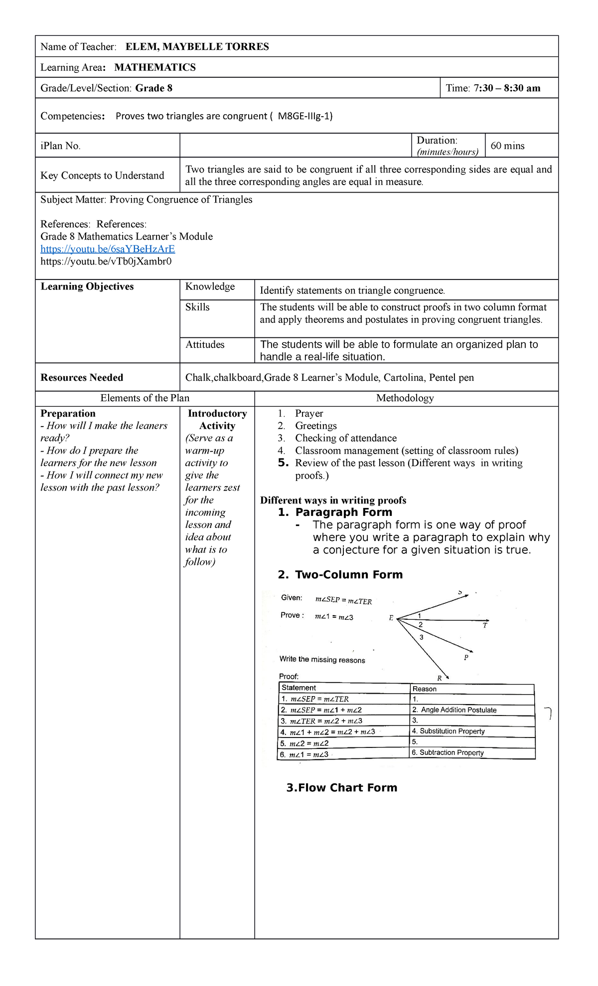 First Final Lesson Plan Grade 8-Q3 - Name of Teacher: ELEM, MAYBELLE ...