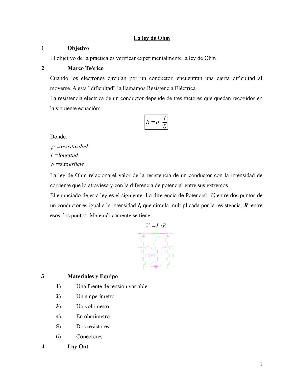 La Ley De Ohm - Ley De OHM Laboratorio - La Ley De Ohm 1 Objetivo El ...