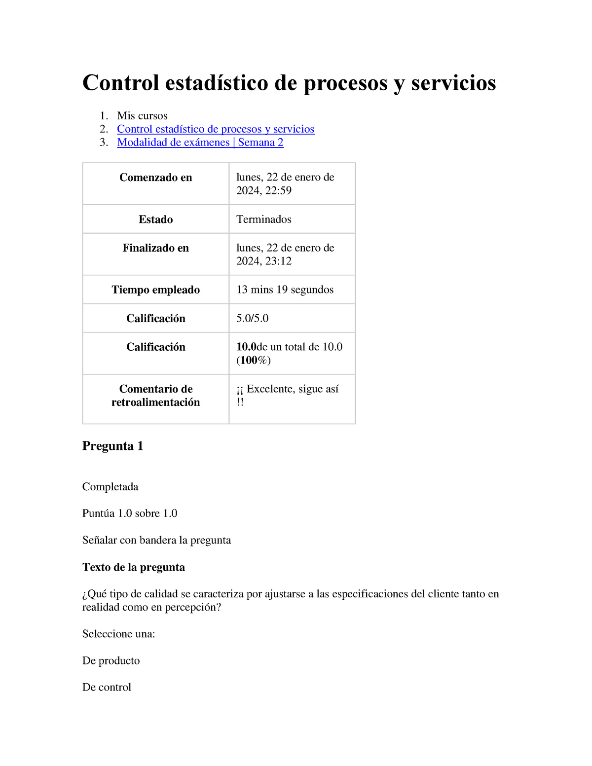 Control Estadístico De Procesos Y Servicios Examen Sem2 - Control ...