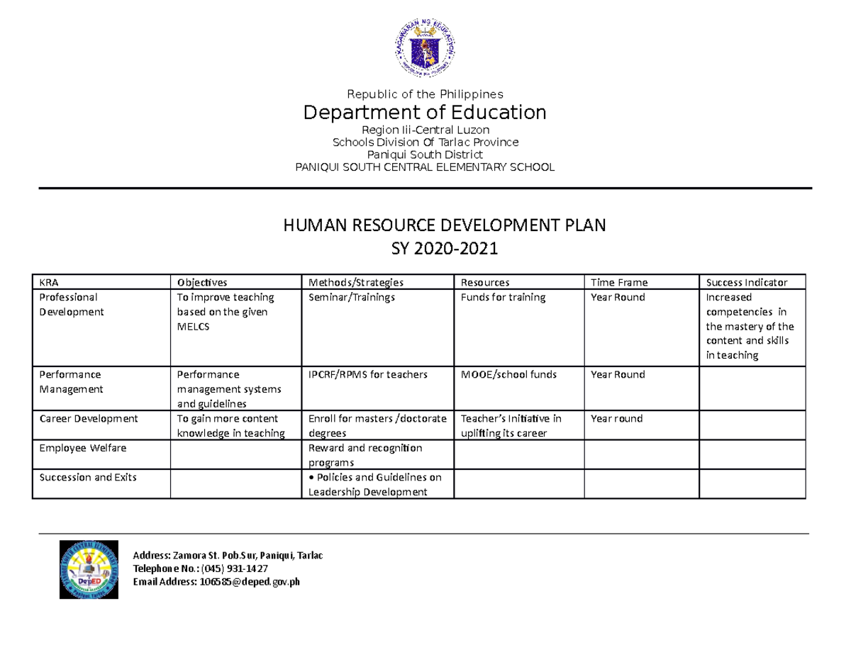 Professional Development Plan For Teachers Deped