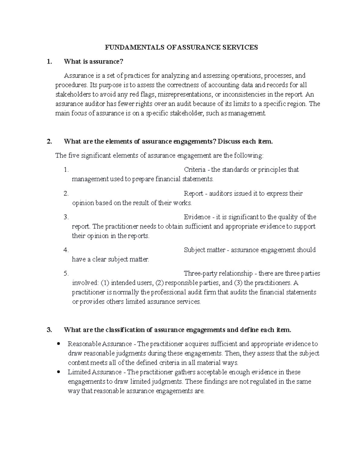 MH04 - What is assurance? What are the elements of assurance ...