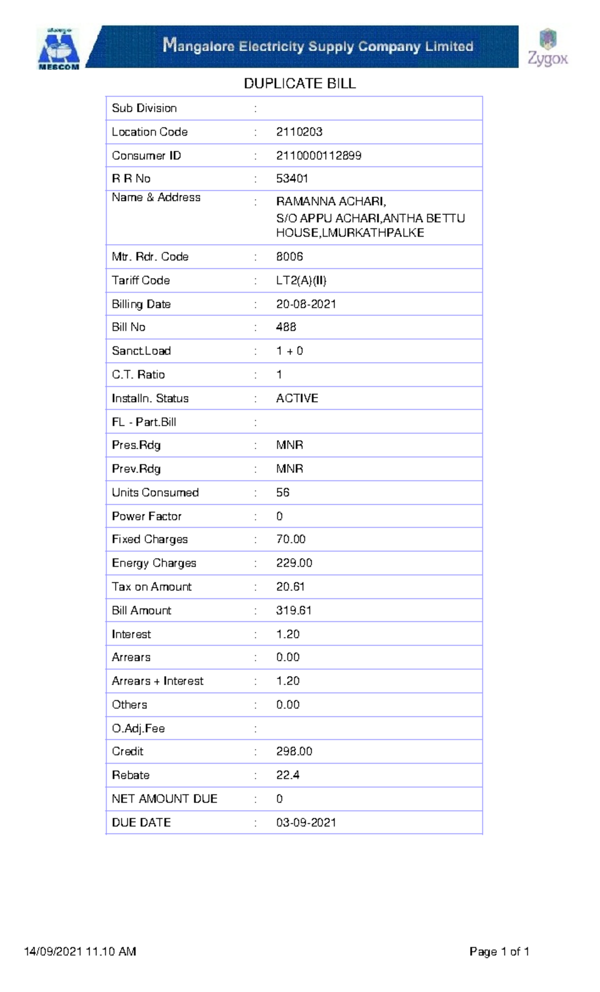 211020353401-AUG-2021 - DUPLICATE BILL Sub Division : Location Code ...