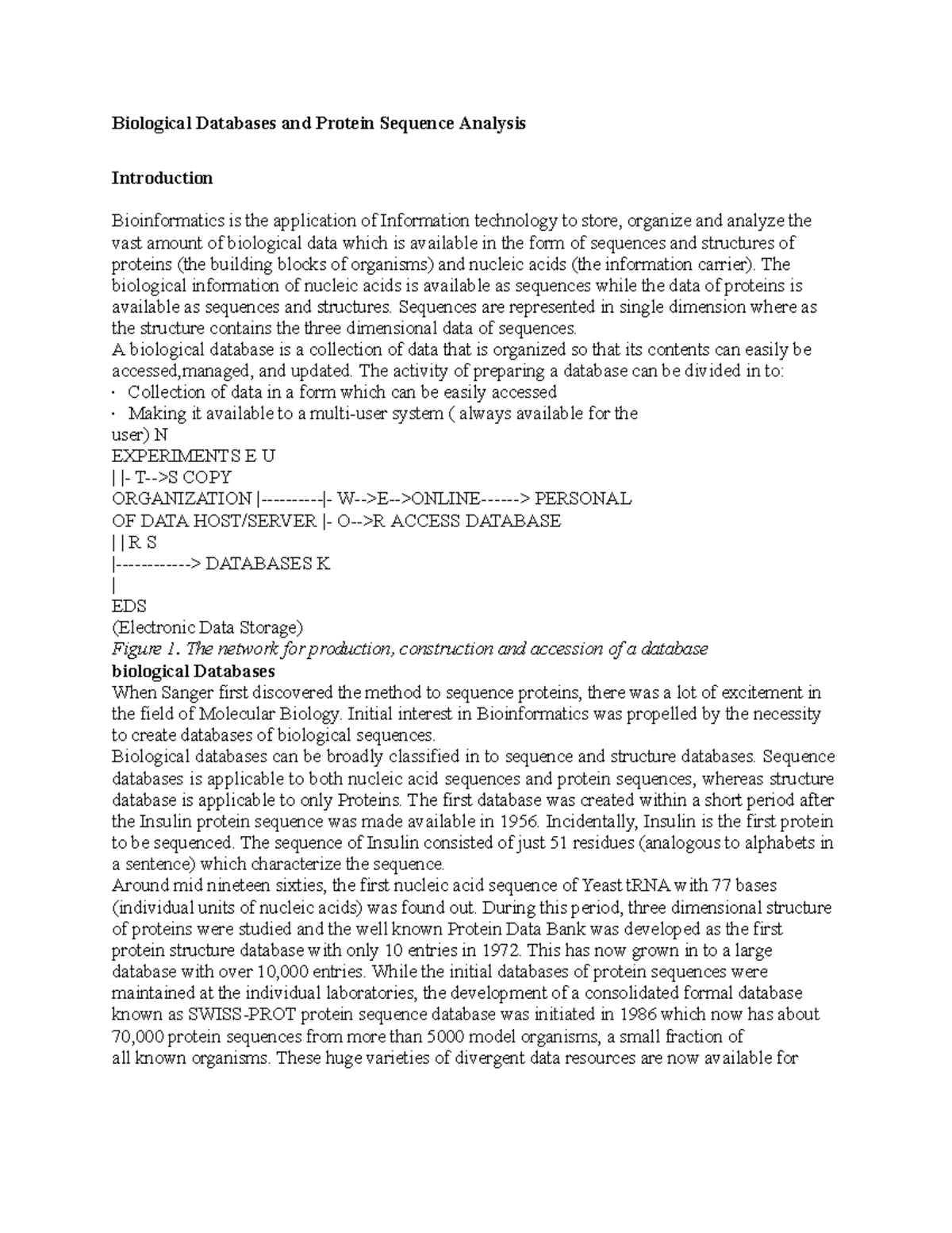 Biological Databases and Protein Sequence Analysis - Biological ...