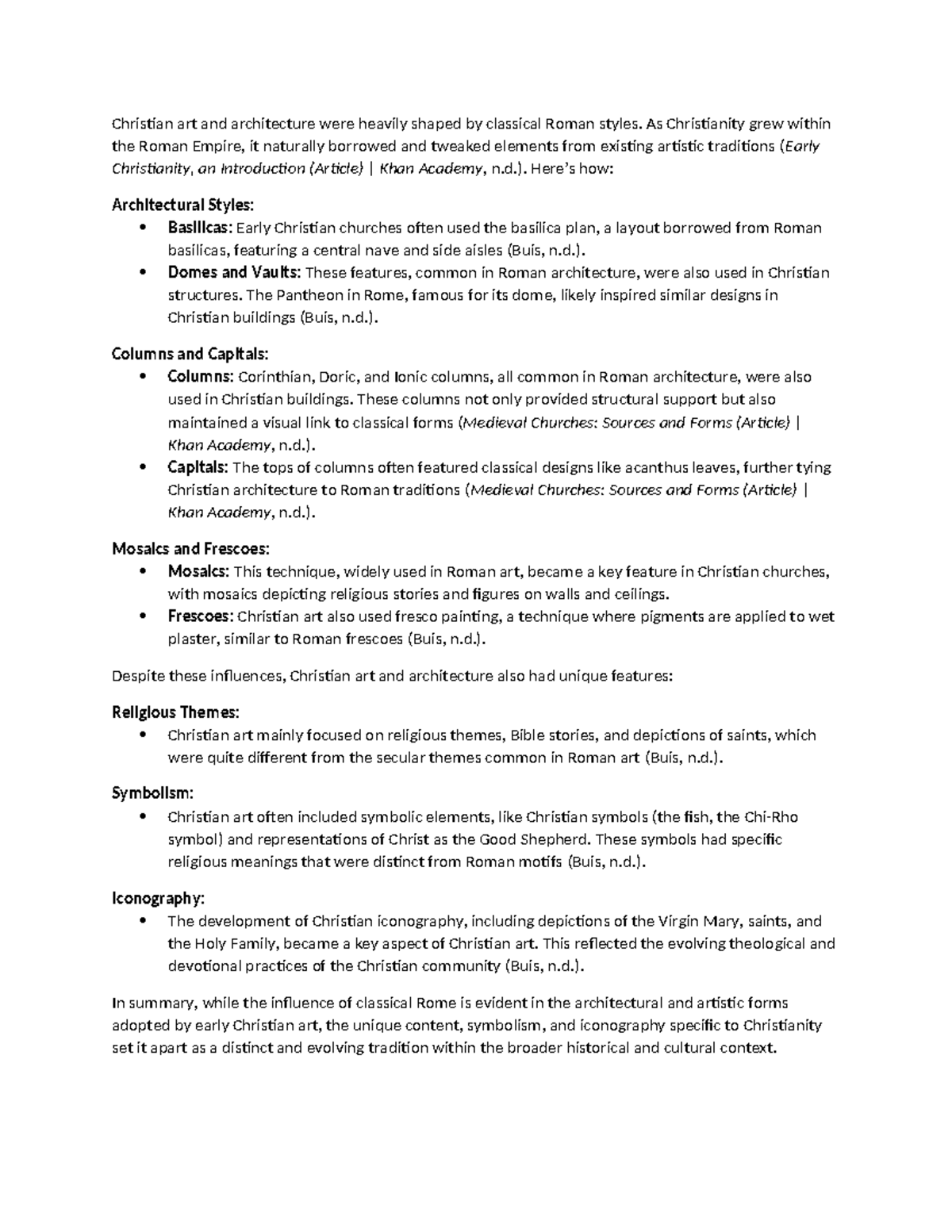 AHIST 1401 - Learning Journal Week 3 - Christian art and architecture ...