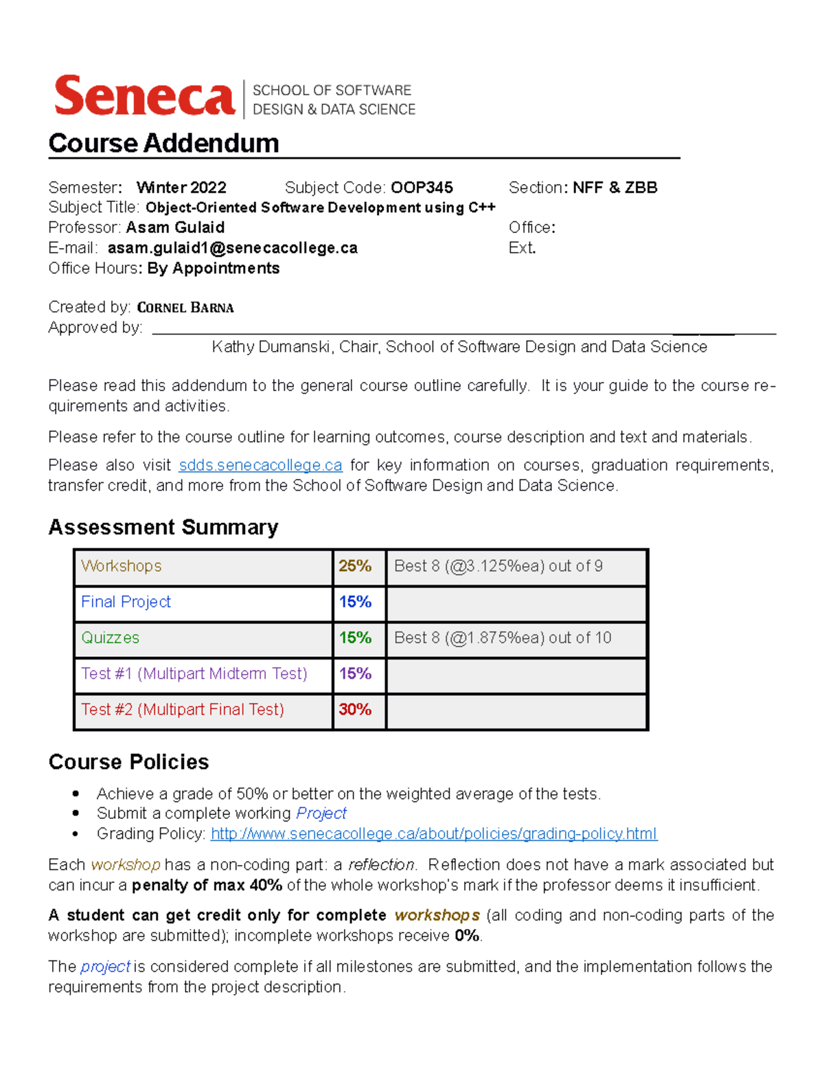 2221.OOP345.ZBB&NFF.Addendum Descriptive Tittle of document - Course ...