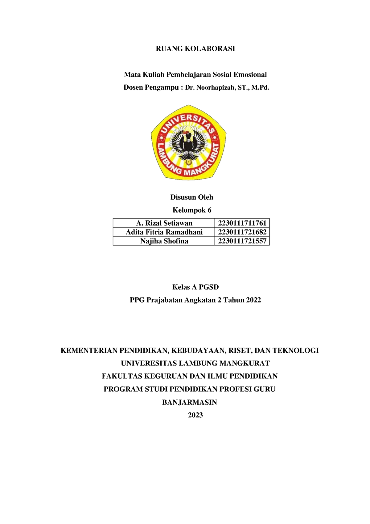 T1-3c Ruang Kolaborasi Kel. 6 (Tabel 1 RK) - RUANG KOLABORASI Mata ...