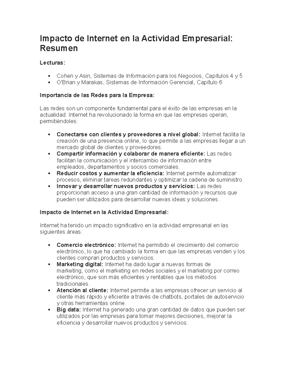 Impacto de Internet en la Actividad Empresarial - Impacto de Internet ...