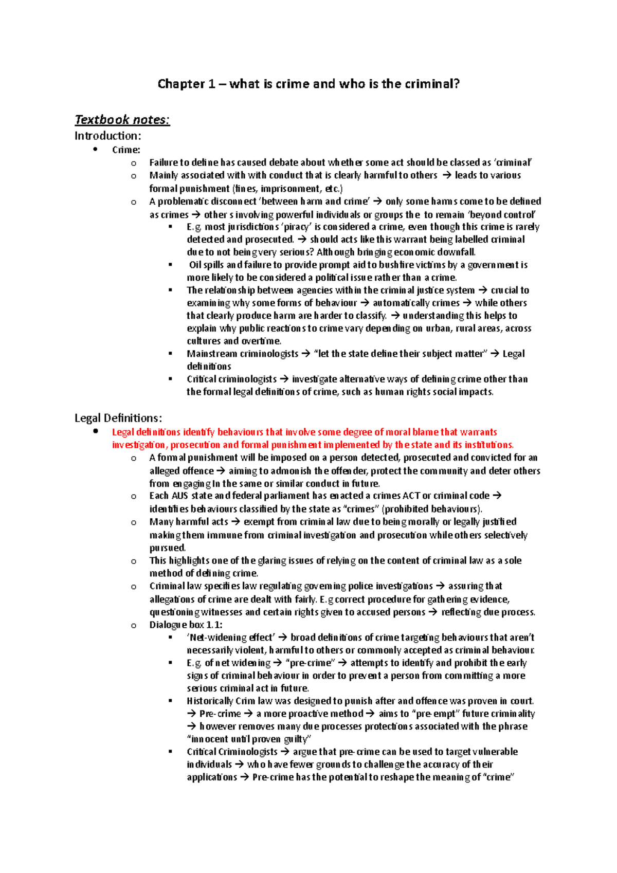 Chapter 1 – what is crime and who is the criminal - Chapter 1 what is ...