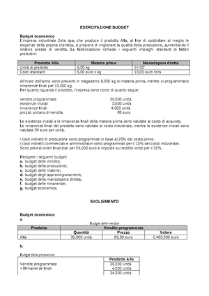 riassunto analisi dei costi programmazione e controllo - Leva ...