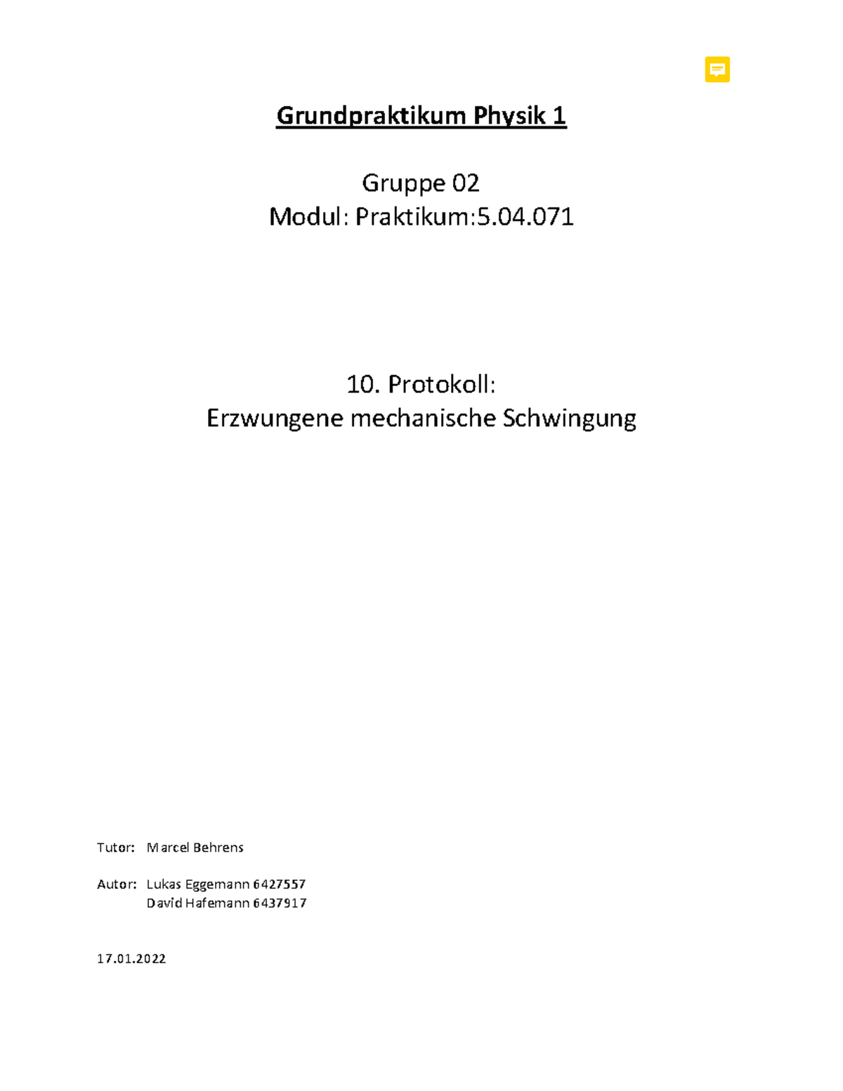 Protokoll 10Erzwungene Schwingung WS2021[korrigiert] - Grundpraktikum ...