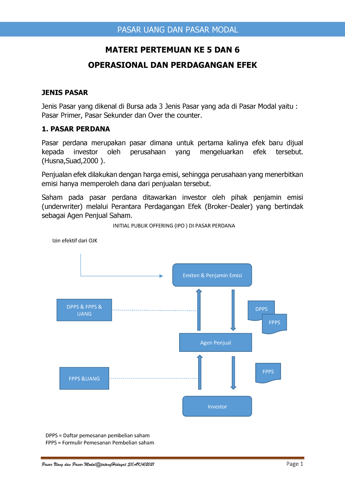 ( Operasional Dan Perdagangan Efek 5-6 ) - Pasar Uang Dan Modal ...