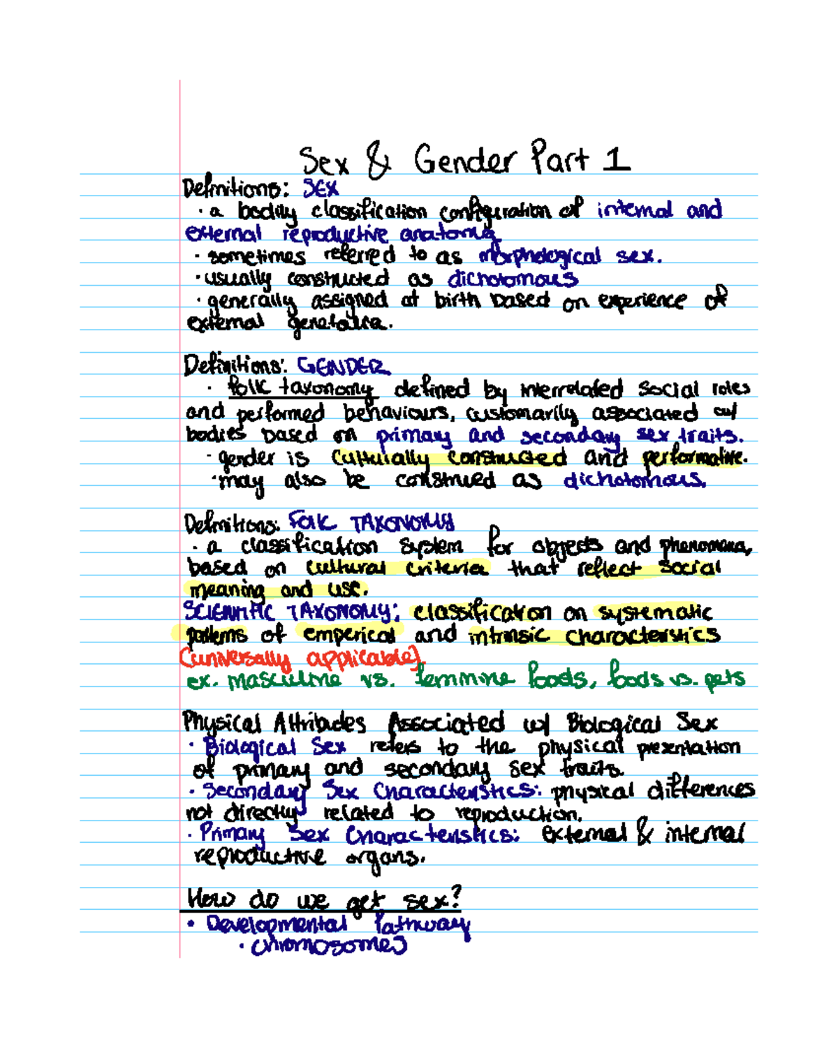 Note Jan 24 2024 Summary Organizational Behaviour Sex Gender Part 1 Definitions Sex A 6672