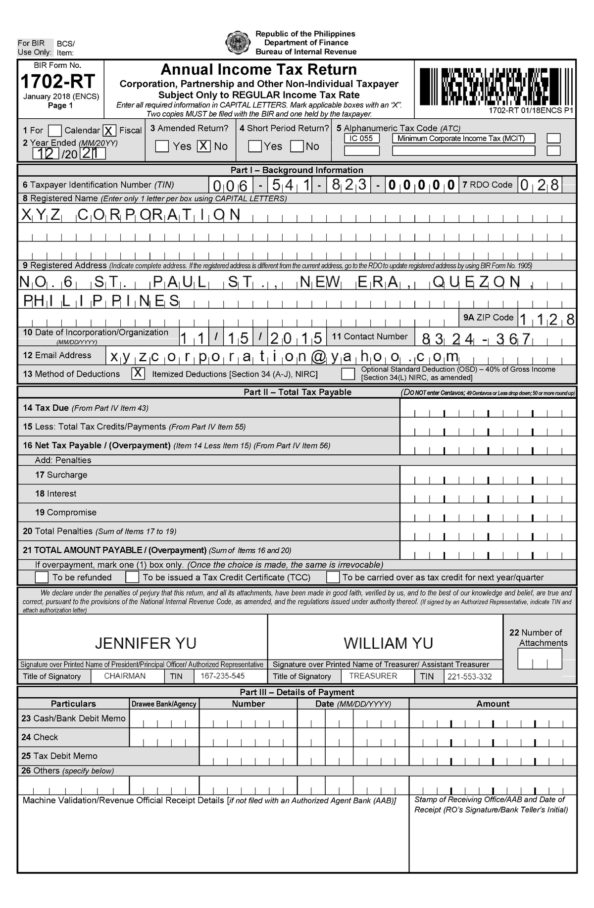 Final- Requirement-ITR-FORM Income Taxation BIR - BIR Form No. 1702 -RT ...