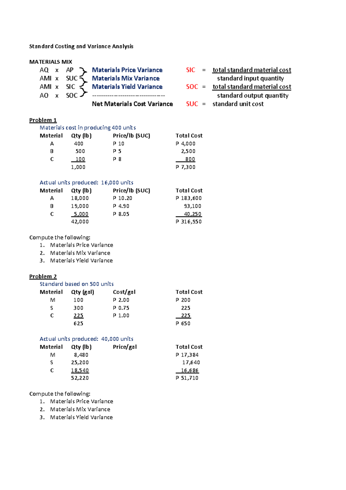4 Standard-Costing-Material-and-Labor-Mix - Standard Costing and ...