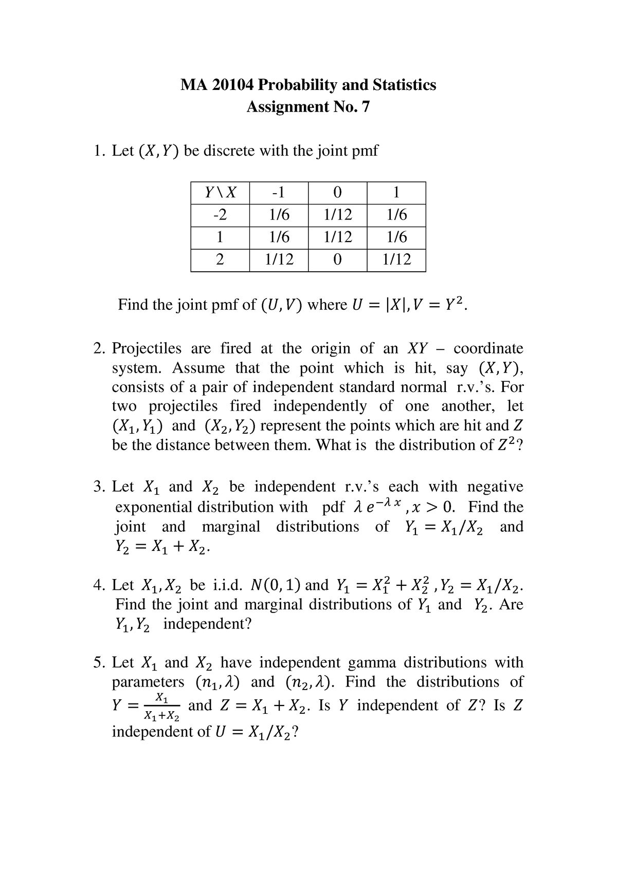 Assign 7 2021 - Tutorial - MA 20104 Probability And Statistics ...