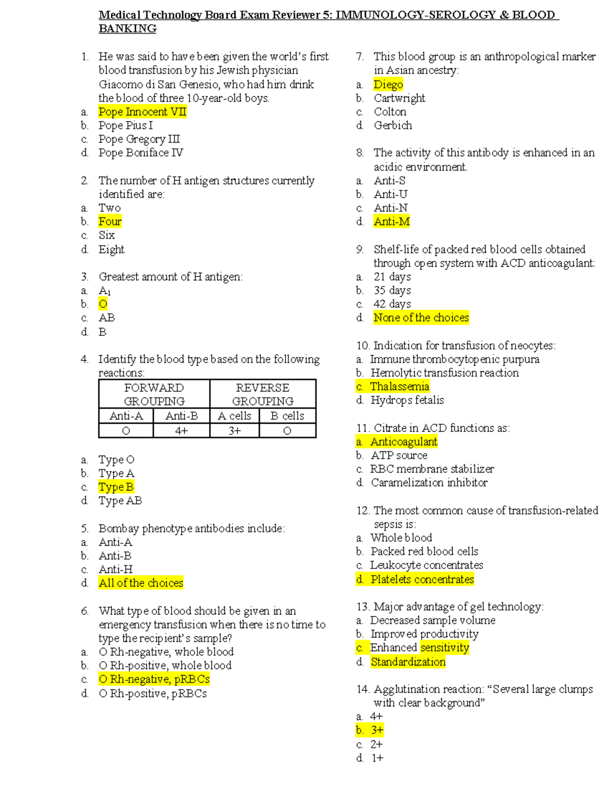 401919442BSMT Medical Technology Board Exam Reviewer 5 IMMUNOLOGY