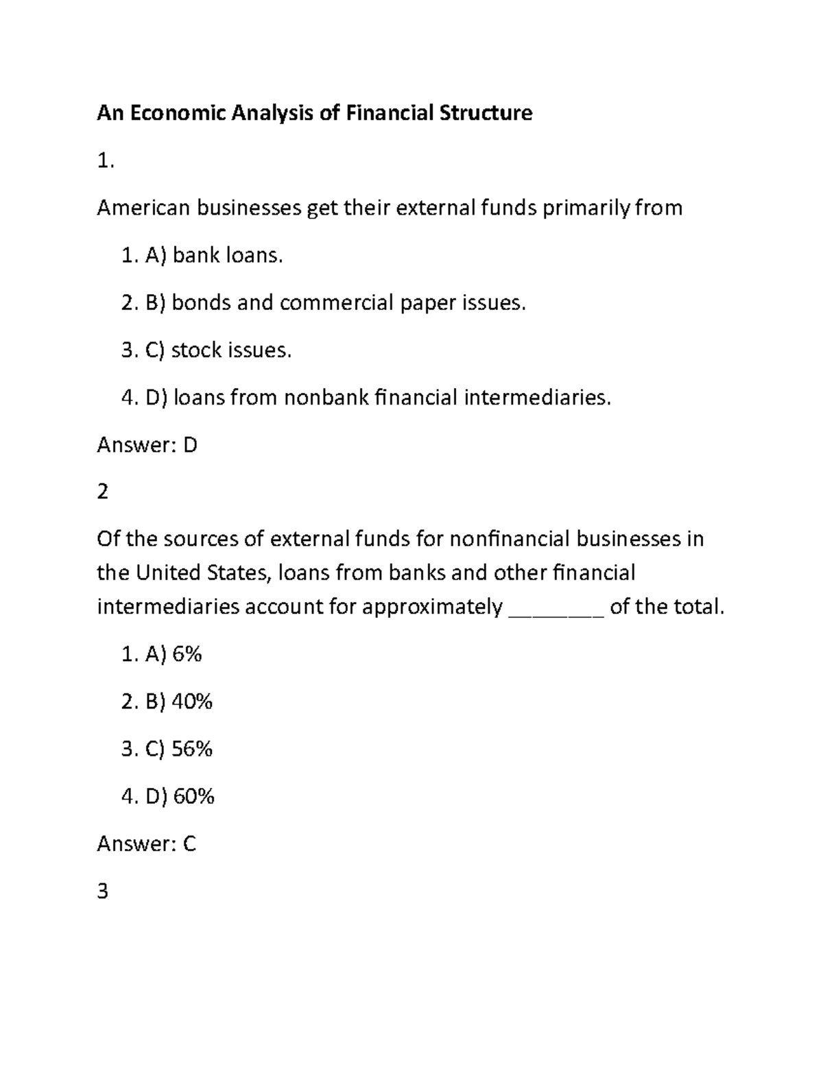 An Economic Analysis of Financial Structure American businesses get