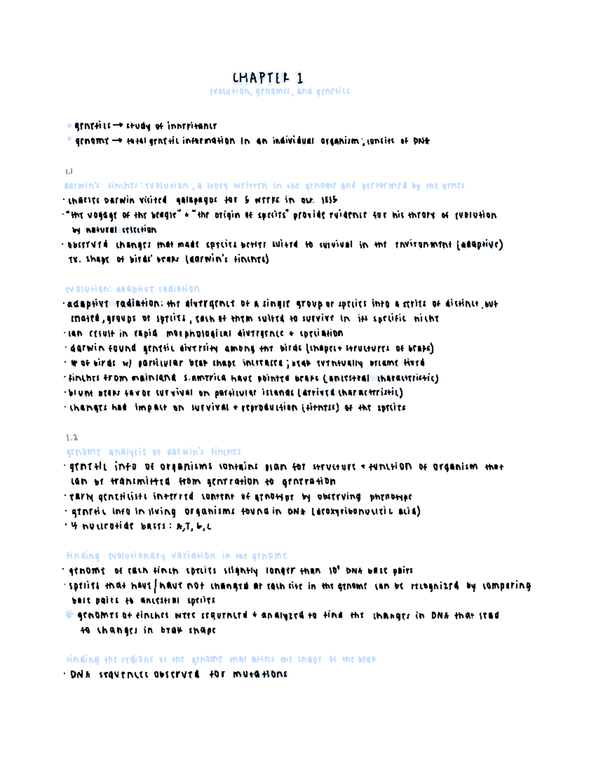 Ch 1 - Ch 1 book notes - customized (condensed) version of Genetics ...