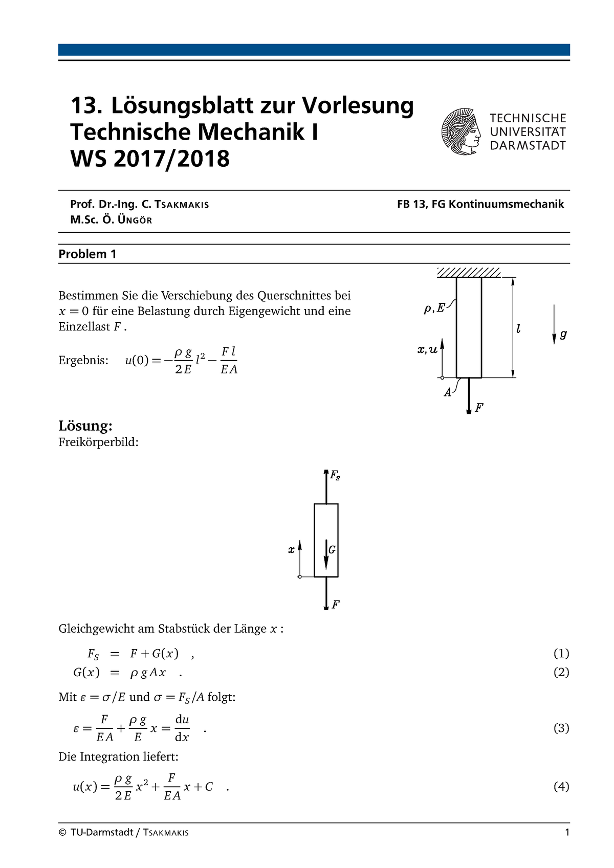 TM1 Übung 13 Lösung - 13. Lösungsblatt Zur Vorlesung Technische ...