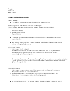 Entry Strategy Notes - 1 IBUS 370: International Business (Course Study ...