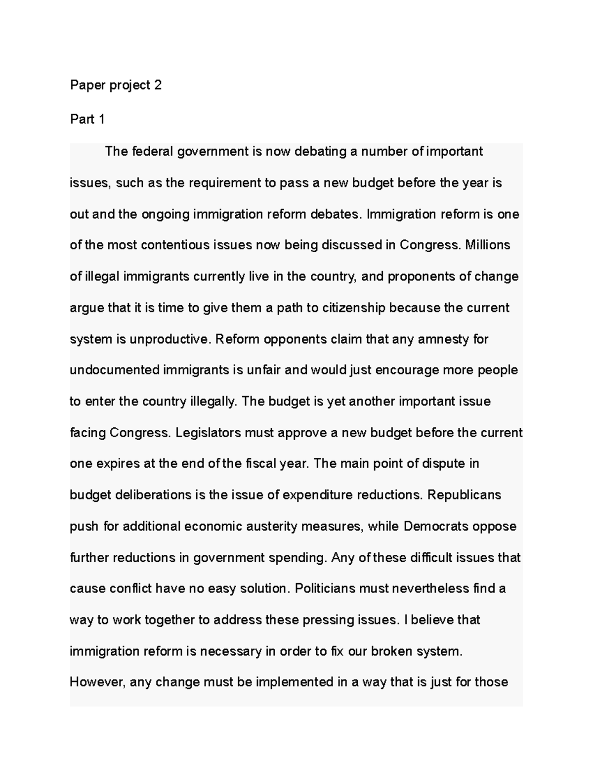 POSC 111 Paper project 2 - Google Docs - Paper project 2 Part 1 The ...