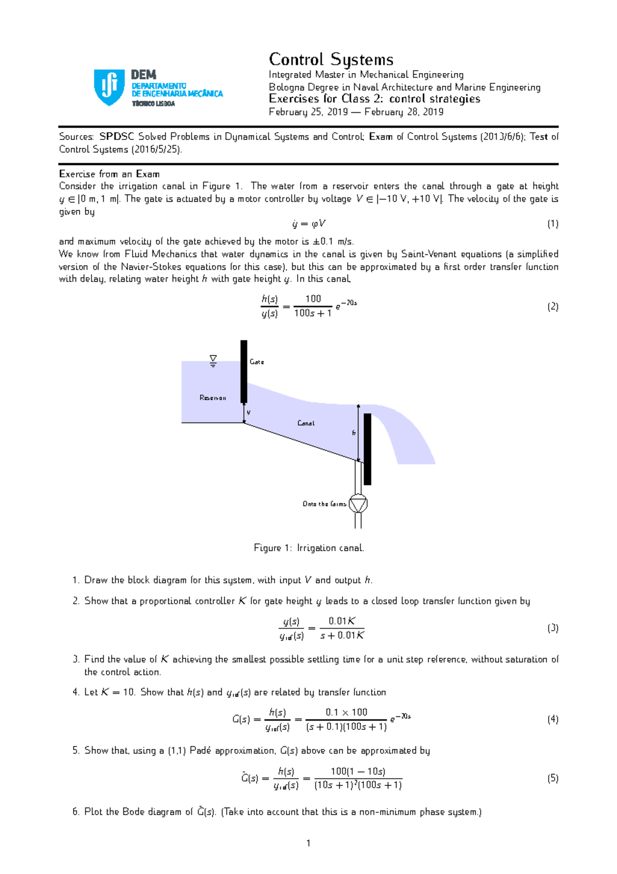 Problems 02 - Control Systems Integrated Master in Mechanical ...