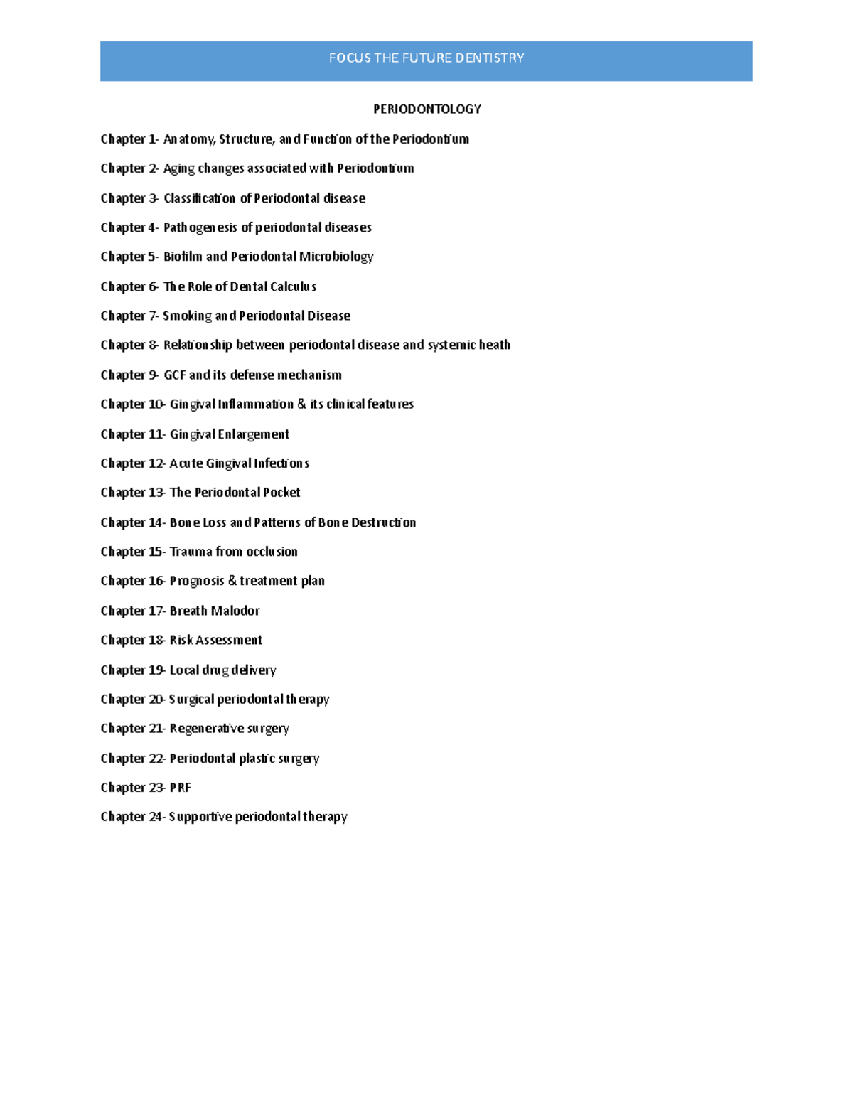 Periodontology synopsis 2 - PERIODONTOLOGY Chapter 1- Anatomy ...