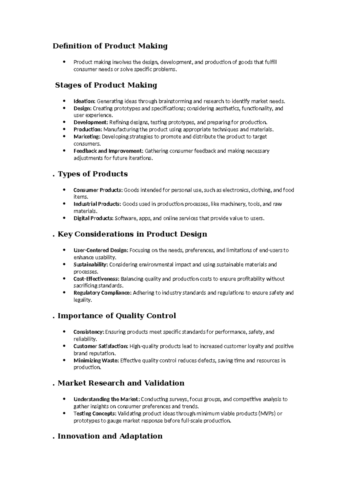 Definition of Product Making - Stages of Product Making Ideation ...