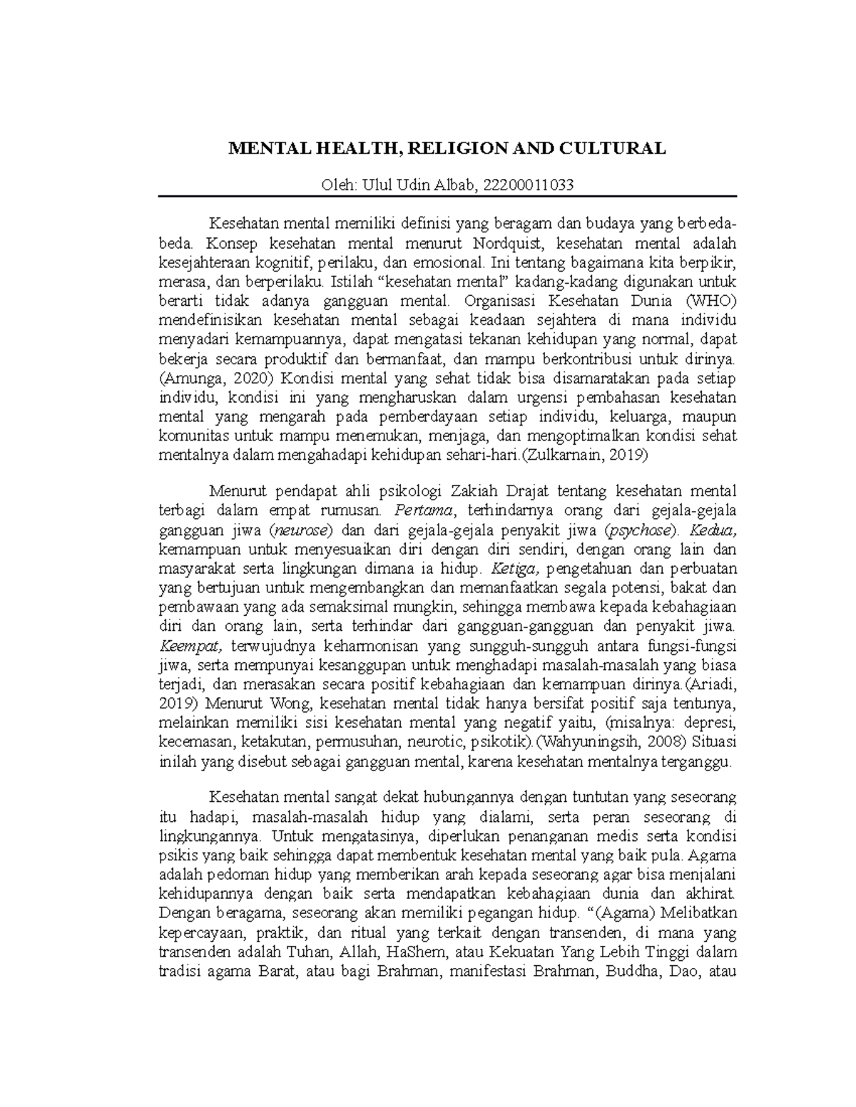 Mental Health, Religion And Culture - MENTAL HEALTH, RELIGION AND ...