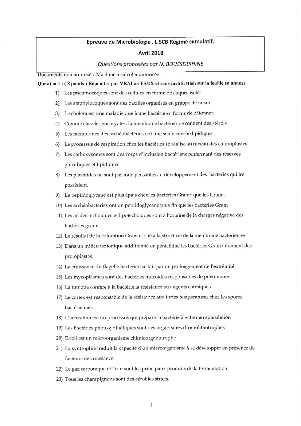 Microbiologie 18 session 2 - Licence Sciences de la Vie et de la Terre ...