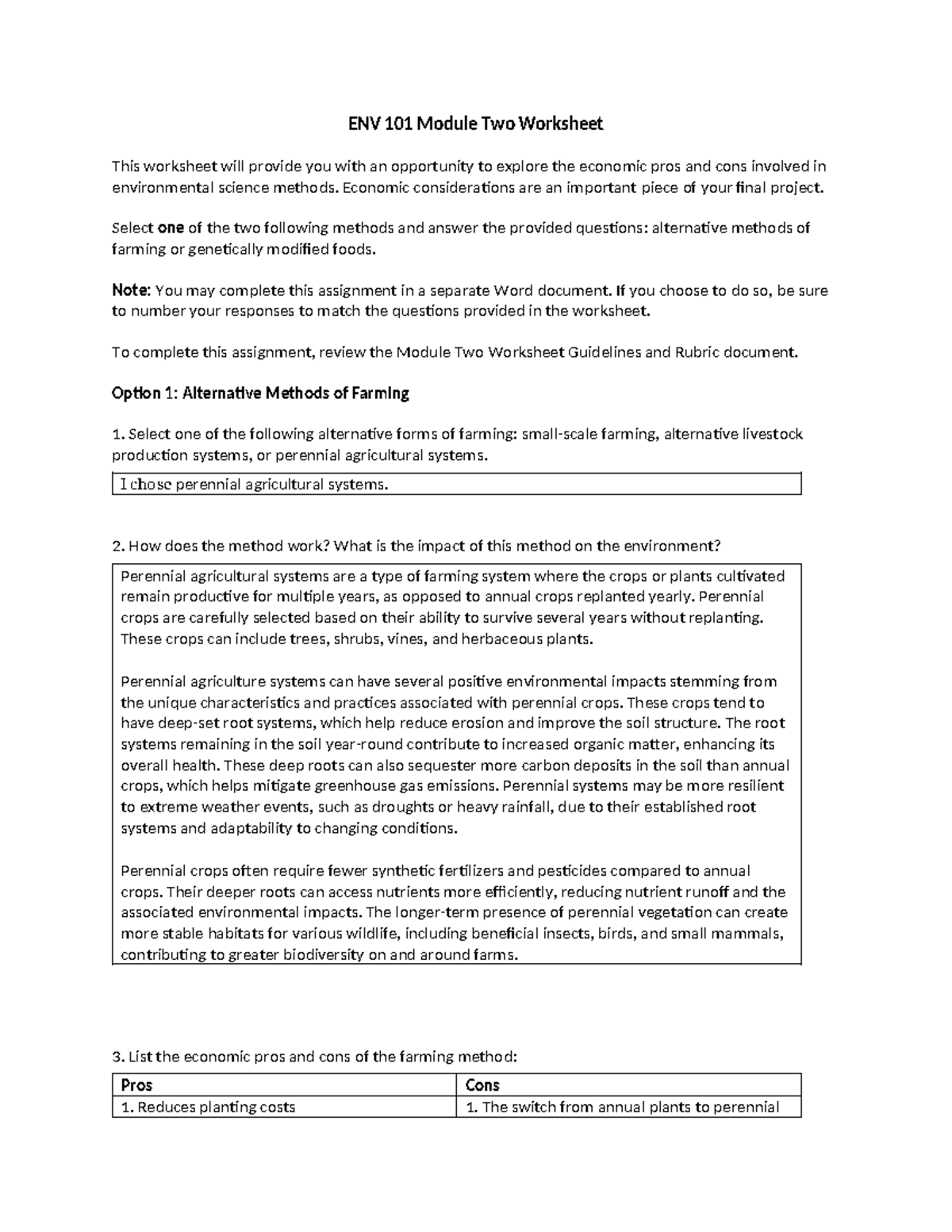 ENV 101 Module Two Worksheet - ENV 101 Module Two Worksheet This ...